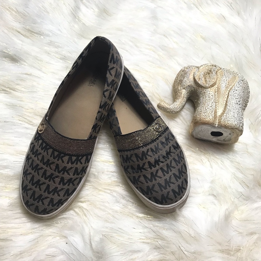 Michael Kors GIRLS Heather Slip On Sneakers Logo Size 6